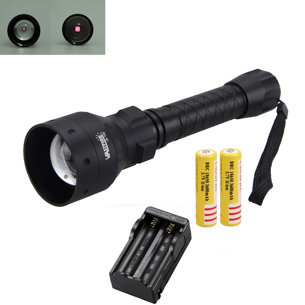 Инфракрасный ИК фонарь 18650 нм с функцией ночного видения|red hunting light|torch 18650ir 850nm |