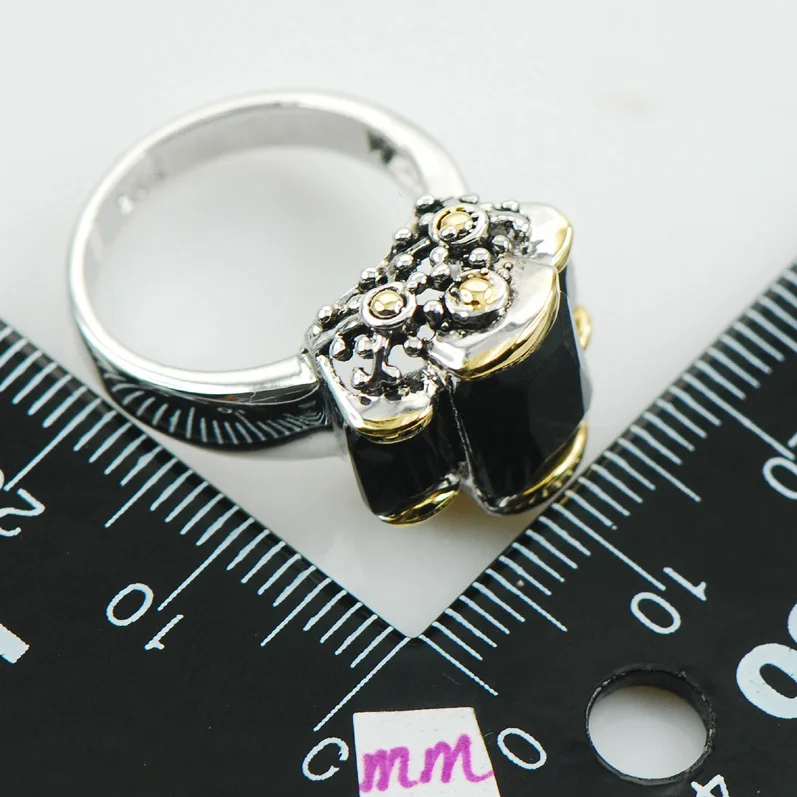 Серебряное кольцо с черным ониксом Размер 6 7 8 9 10 F999|ring two|ring butterflyring resin |
