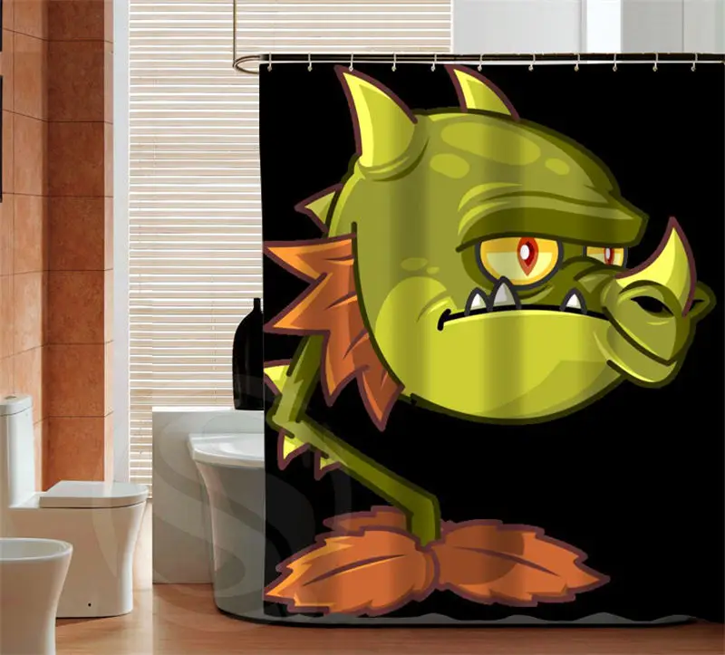 

Retro Plants VS Zombies Latest Fashion Custom Shower Curtain 3D Waterproof Bath Curtain 12 Hooks For The Bathroom