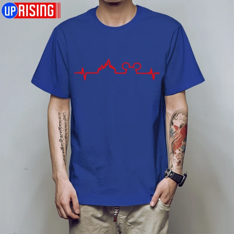 blue red Летняя футболка для мужчин Микки Маус сердце любовь one love День Святого Валентина забавная футболка с короткими рукавами футболка мужская футболка HB77 - Цвет: blue red