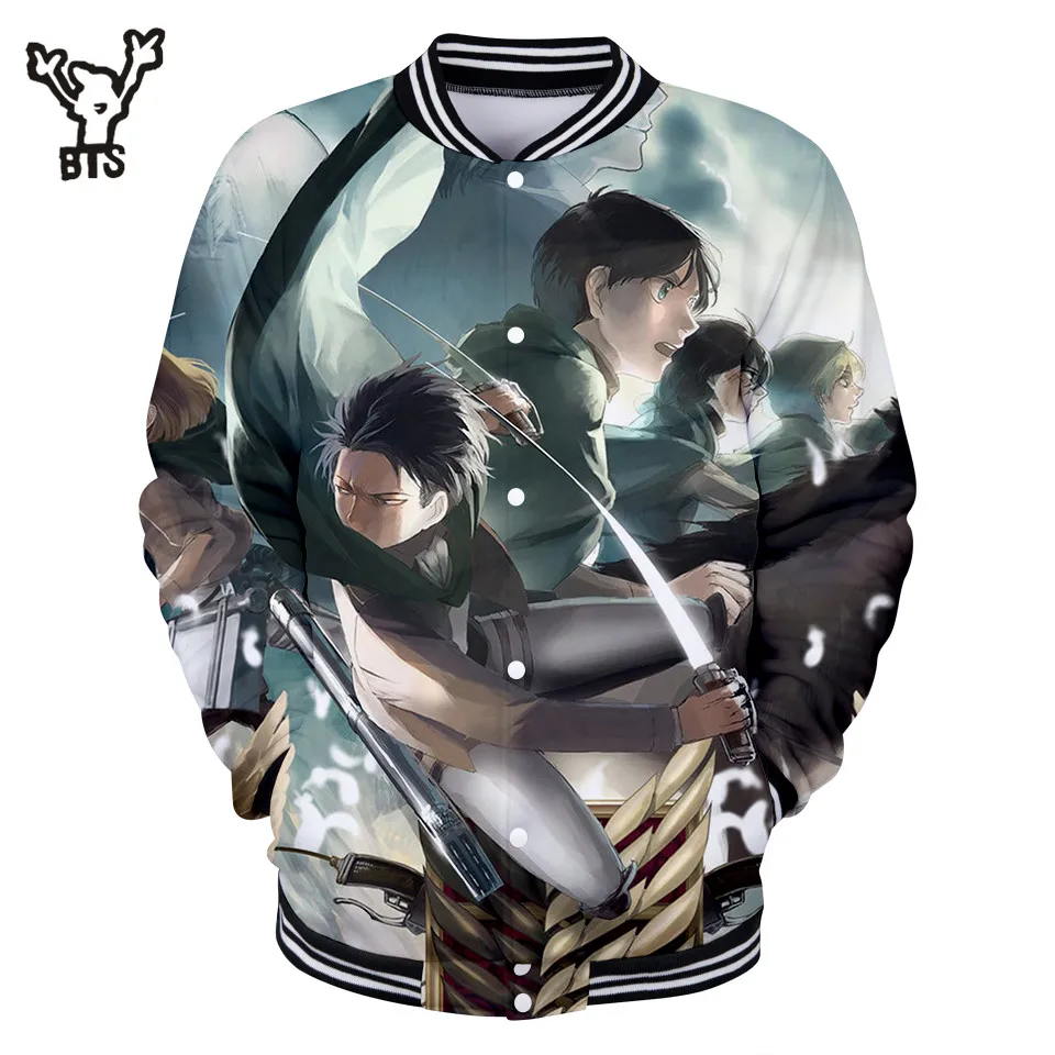 Мужская бейсбольная куртка 3D Cool Attack On Titan Лидер продаж модная забавная толстовка