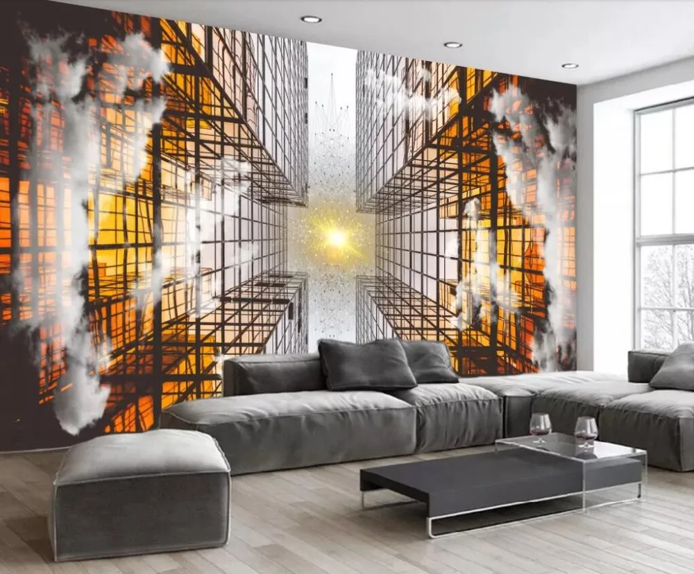 

Beibehang Custom wallpaper HD stereo high-rise building line zenith TV sofa background wall murals home decoration 3d wallpaper