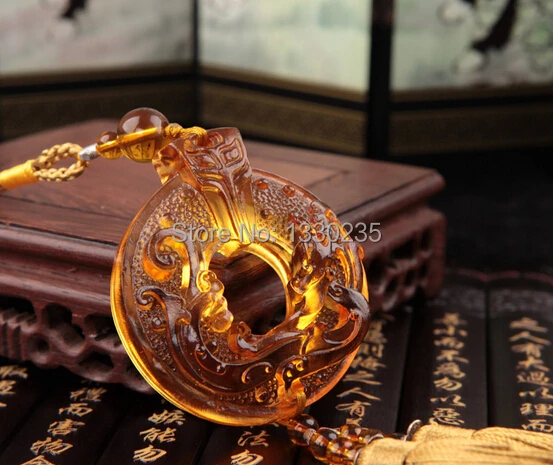 Chinese Fengshui Liuli Crystal Phoenix Figurine Hanging Pendant Tassel Lucky Gifts Amulet Decoration |