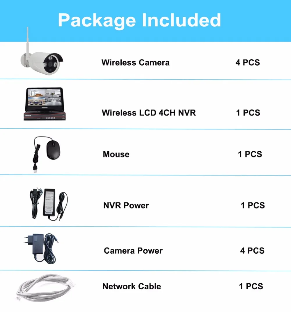 IMPORX 4CH 960P Беспроводной NVR комплект 1" ЖК-монитор экран 1.3MP наружная Wifi ip-камера система видеонаблюдения комплект видеонаблюдения
