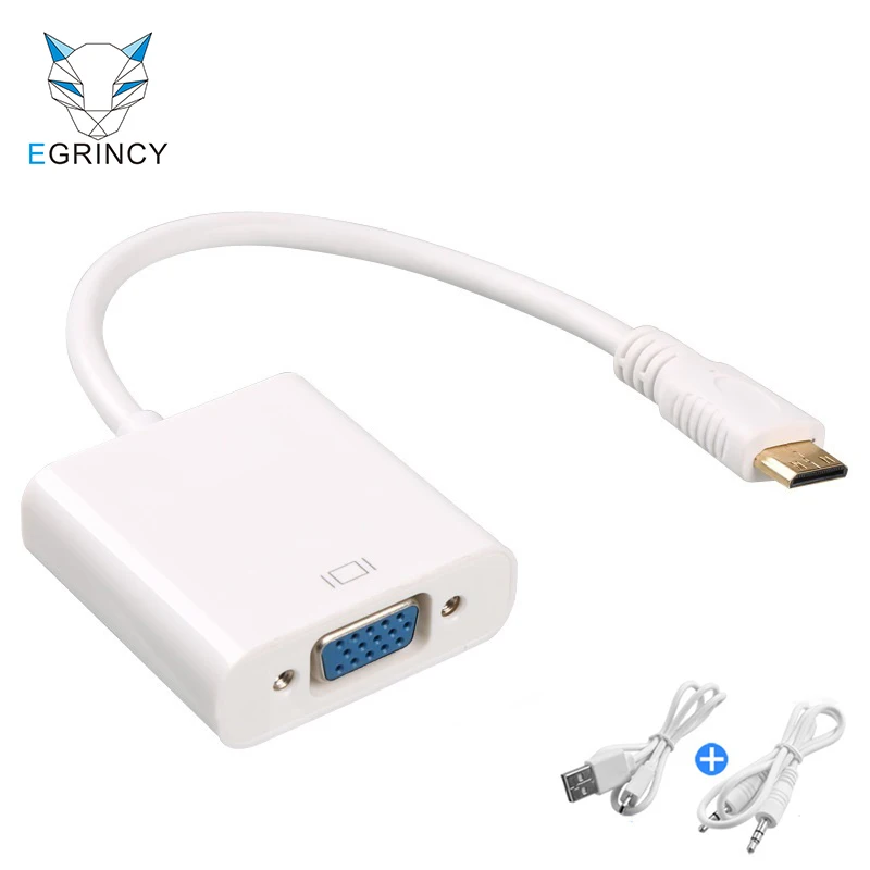 EGRINCY Mini HDMI к VGA адаптер разъём HDMI папа Женский VGA Аудио разъем и Micro USB кабель HDMI конвертер для xbox PS4 MP4 камера tv