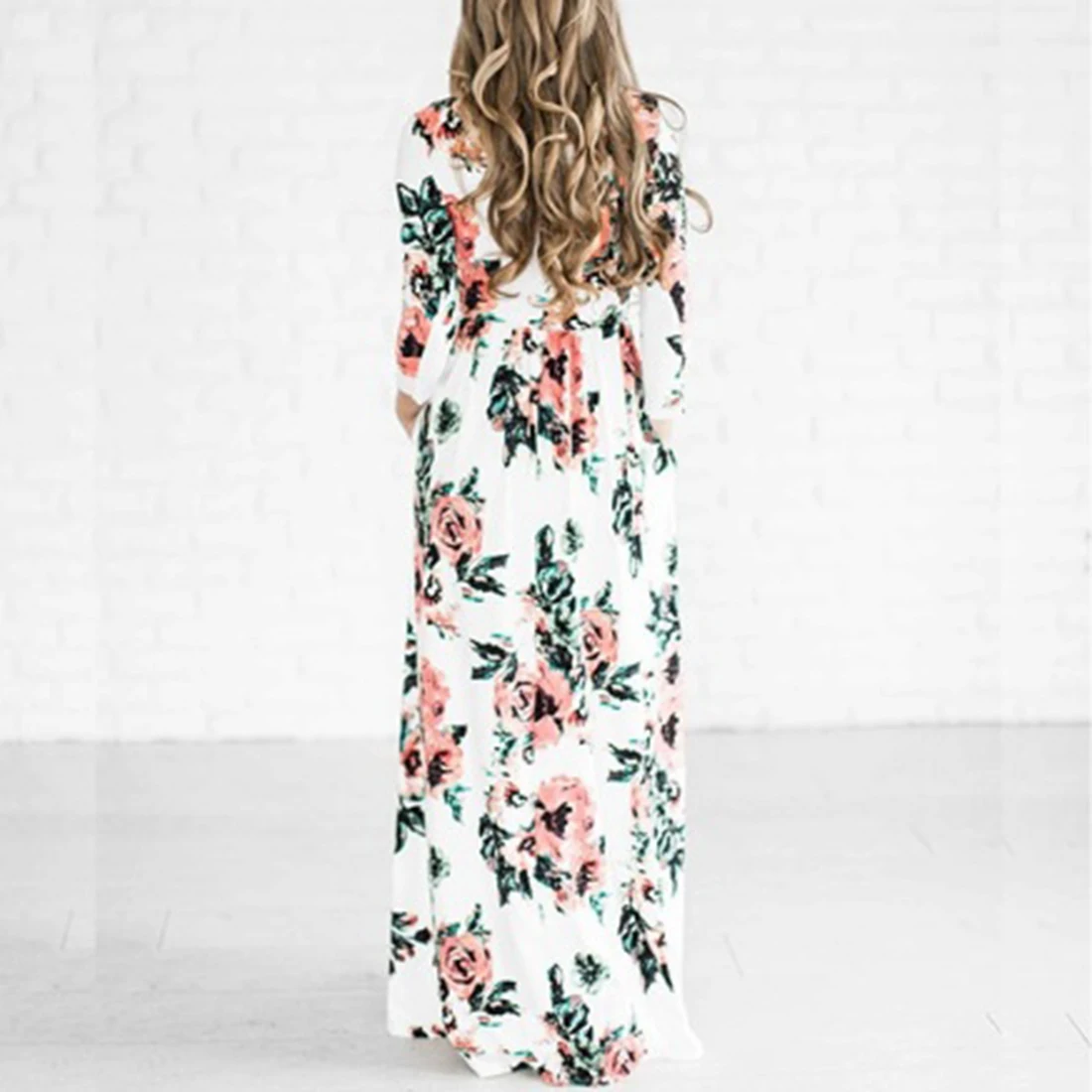 Женское пляжное платье с круглым вырезом YJSFG винтажное длинное макси цветочным