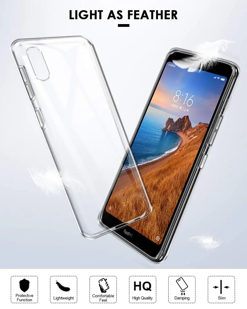 Redmi 7 ультра тонкая прозрачная мягкая термополиуретановая крышка-чехол для Xiaomi 7A 5