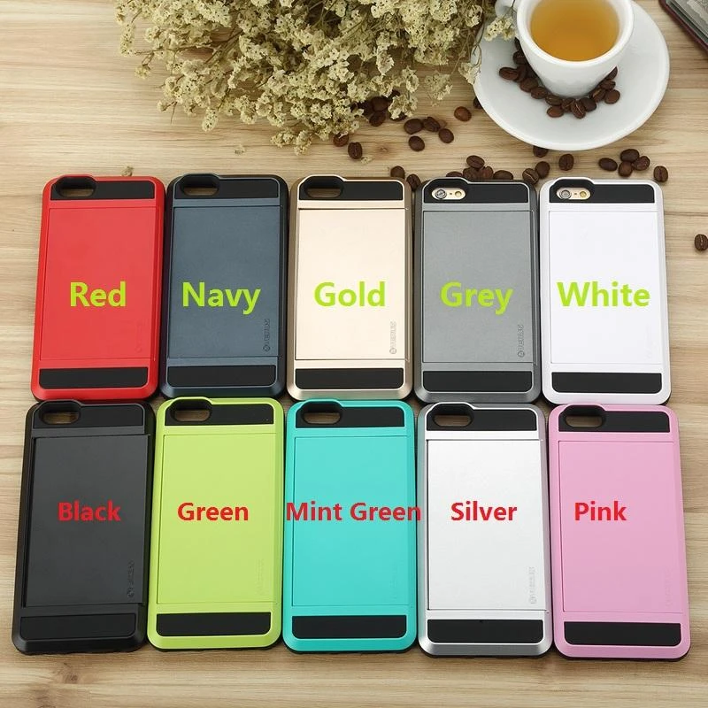 1000 шт. ПК ТПУ Гибридный Case Тонкий Задняя Крышка с Горкой Держателя Карты Phone для