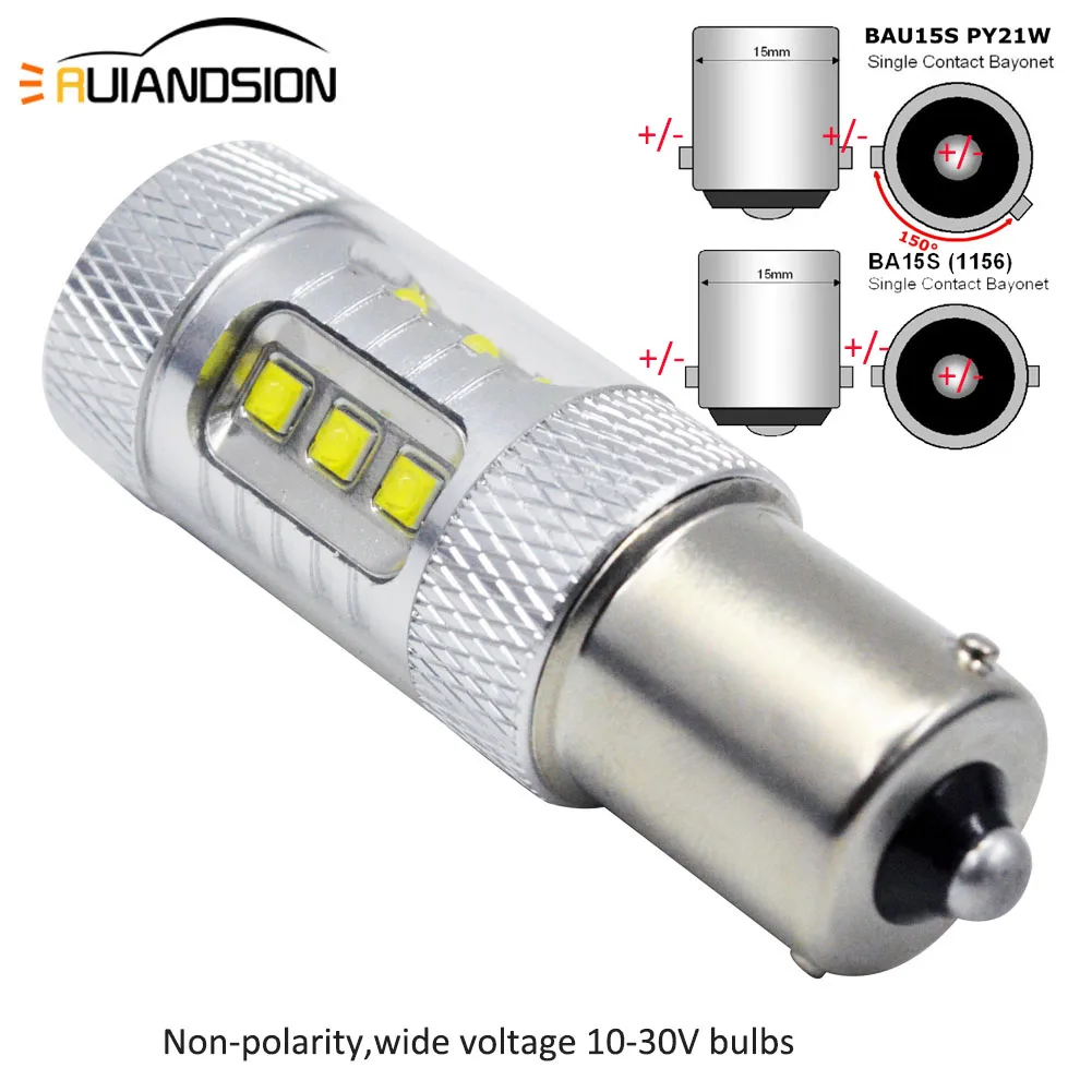 1 шт. 0.88A P21W светодиодный 1156 BA15S PY21W BAU15S XB-D 16SMD лампочка Canbus AC/DC10-30V светодиодный светильник для автомобиля указатель поворота Янтарный Белый Красный