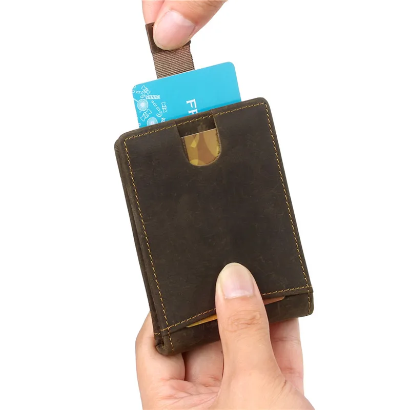 Nesitu RFID Блокировка темно-коричневый винтажный новый дизайн тонкий передний