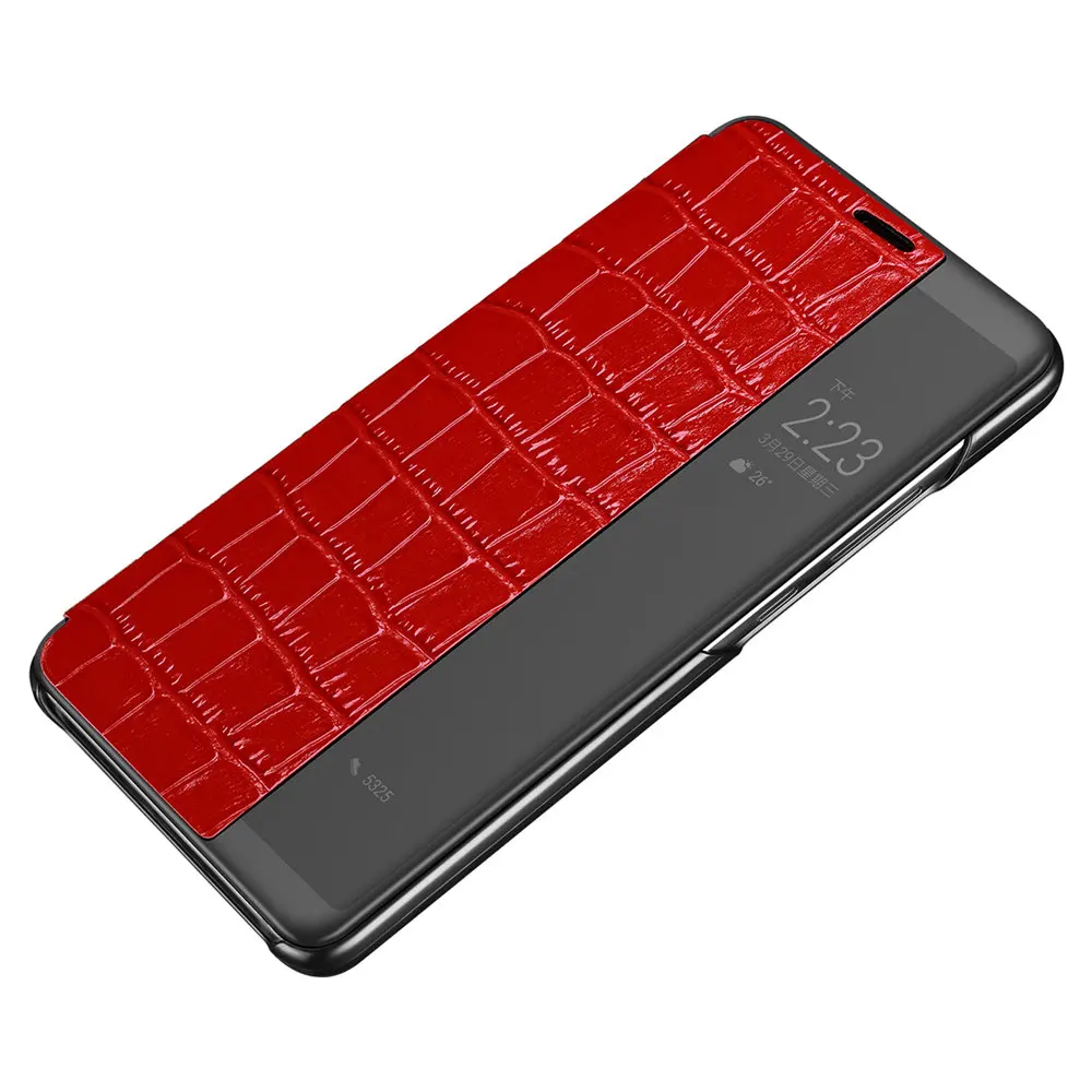 Для P20 Smart Case Роскошные 3D крокодиловой кожи текстуры Вид из окна Подлинная Флип чехол для Huawei mate 10 PRO коврики 20 Lite P20 PRO - Цвет: red