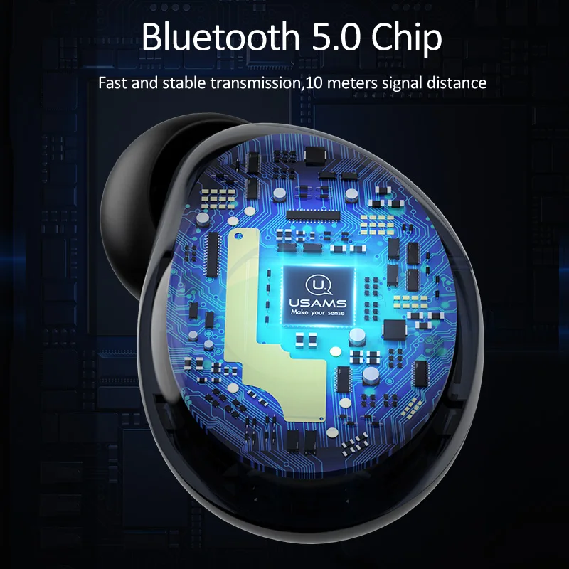 V5.0 Беспроводной Bluetooth наушники USAMS Новый 3D стерео с двойной микрофон|Наушники и