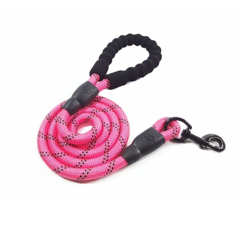 pink Светоотражающий Поводок для собак, нейлоновая веревка, поводок для бега, поводок для собак, длинный поводок для щенков, веревка для альпинизма, аксессуары - Цвет: pink