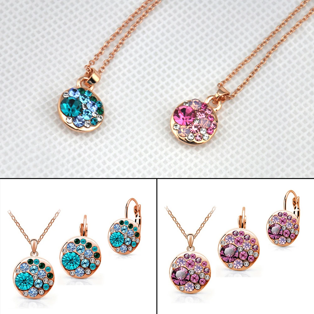 Цементный дизайн горный хрусталь кристалл в круглое ожерелье серьги набор