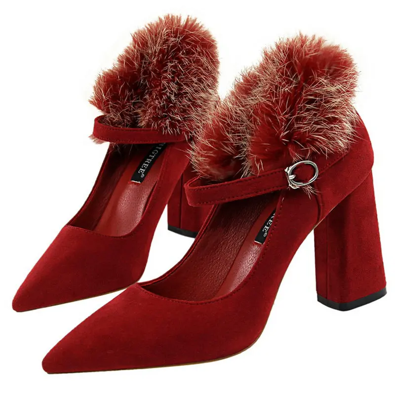 Size34-39 женские туфли-лодочки mary jane туфли с острым носком и пряжкой на высоком