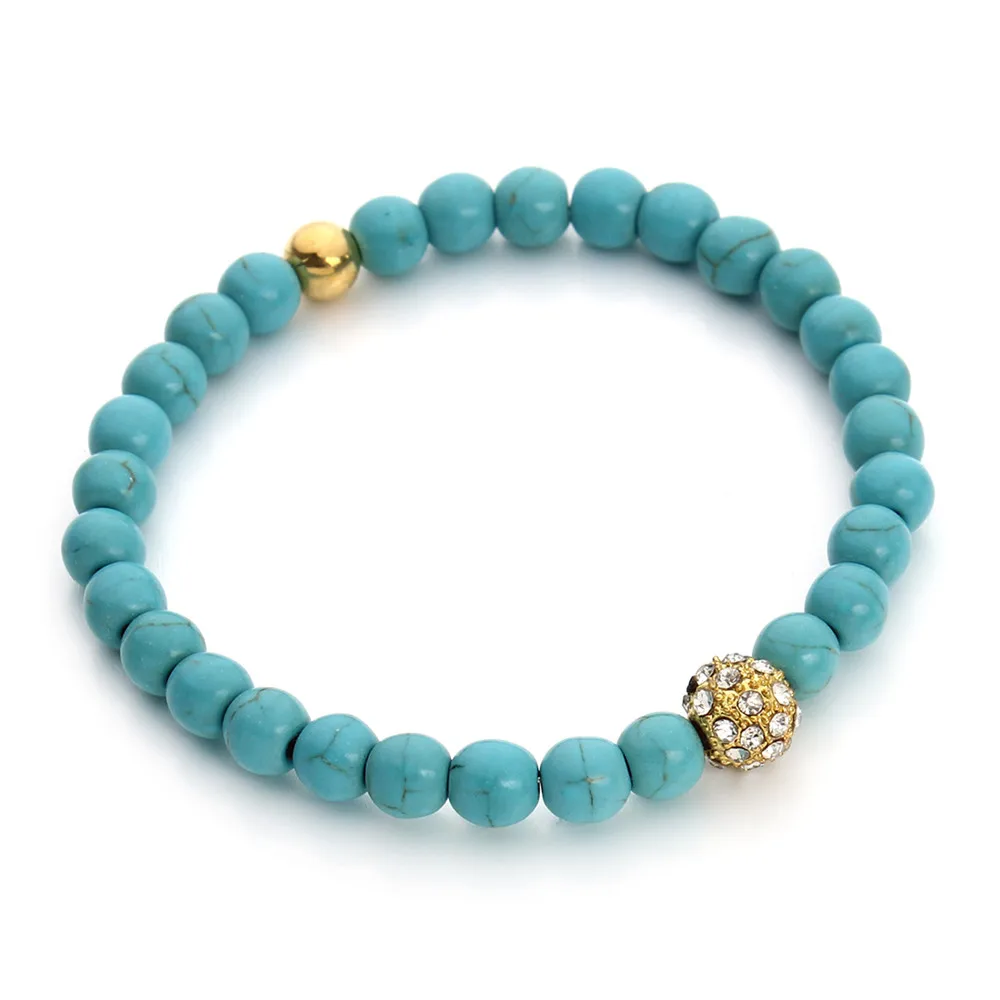 XINYAO модные браслеты с натуральным камнем и бирюзой бусинами стразы Хрустальные