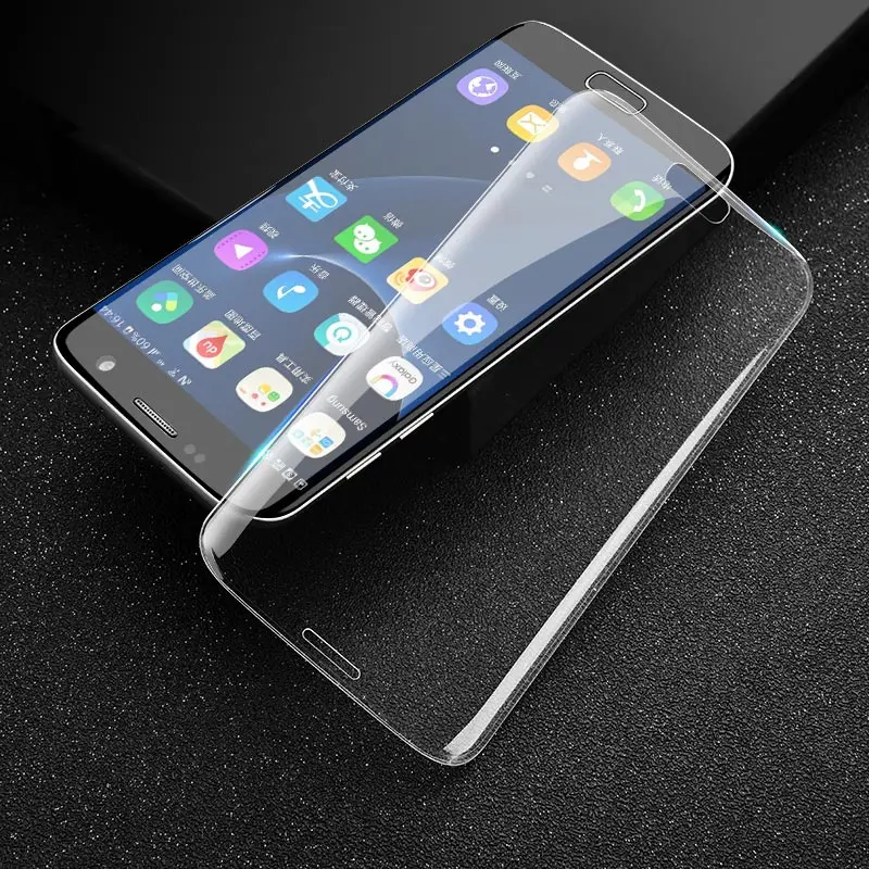 Transparent TOMKAS для samsung Galaxy S7 Edge Защитное стекло для экрана 3D покрытие для samsung Galaxy S6 Edge закаленное стекло - Цвет: Transparent