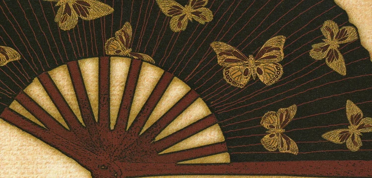 

2 Panels Japanese Traditional Flower Fans Wall Hanging Frameless Paintings, Home Decorative Cotton Canvas Wall Posters