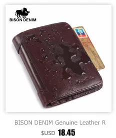 BISON DENIM Genuine Leather RFID wallet Men red brown vintage purse card holder Brand men wallets dollar price Male Purse 4361