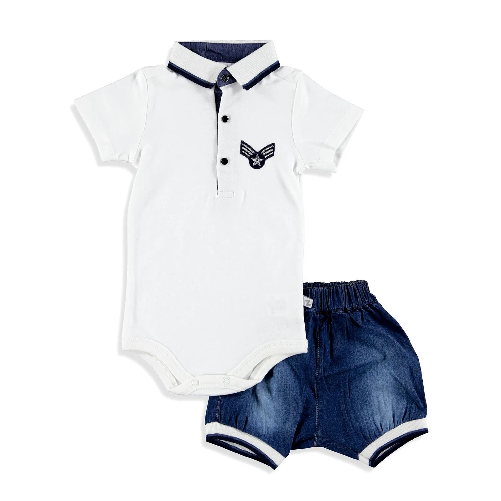 Ebebek BabyZ/боди с воротником-поло для маленьких мальчиков Джинсовый комплект
