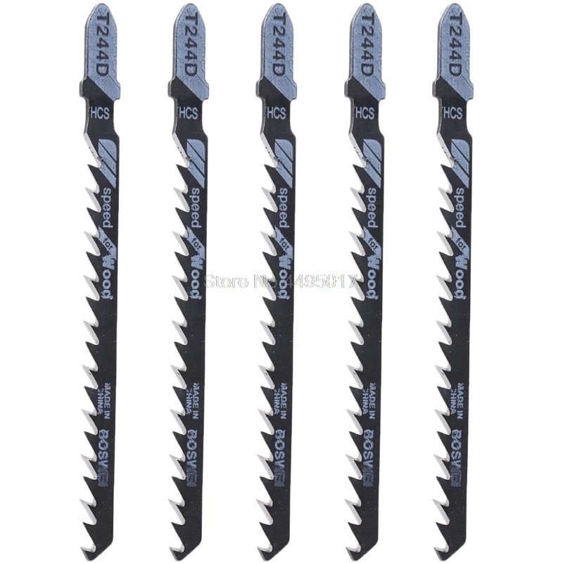 

5Pcs T244D HCS T-Shank Curved Jigsaw Blades Cutting Tool For Wood Fast Cutting