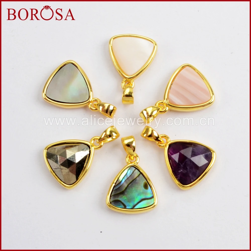 

BOROSA 10 шт. треугольные многофункциональные граненые камни искусственные цвета натуральные драгоценные камни подвесные бусины для женщин юв...