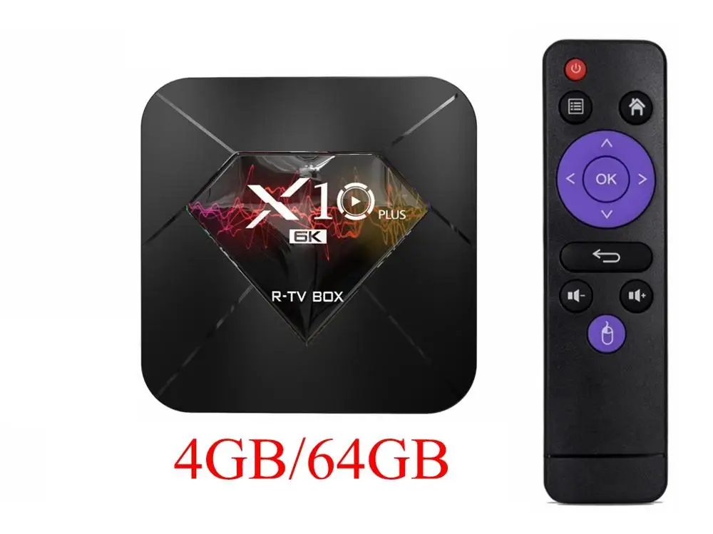 4GB 64GB 10 шт. Android 9,0X10 Plus ТВ-бокс Allwinner H6 Четырехъядерный 4 ГБ 32 ГБ 64 Гб 2,4 г WiFi USB3.0 6K* 4K H.265 VP9 смарт-медиаплеер - Цвет: 4GB 64GB