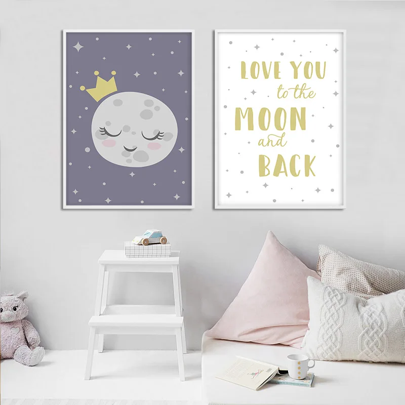 Детский плакат с Луной и цитатами для детской комнаты настенная Картина на