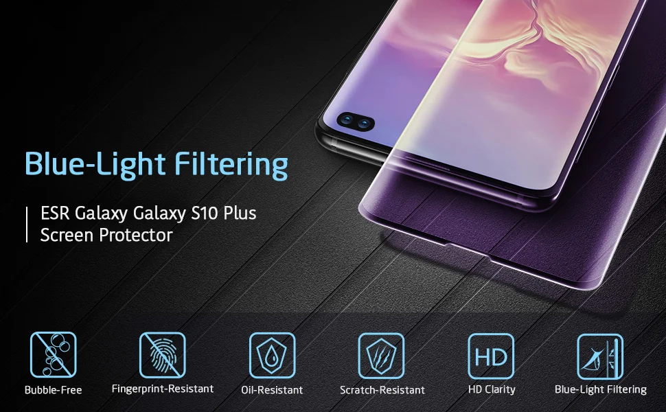 ESR протектор экрана для samsung S10 S10 Plus закаленное стекло 3D 9H анти Blu-Ray Полное покрытие экрана телефона протектор стекла для S10