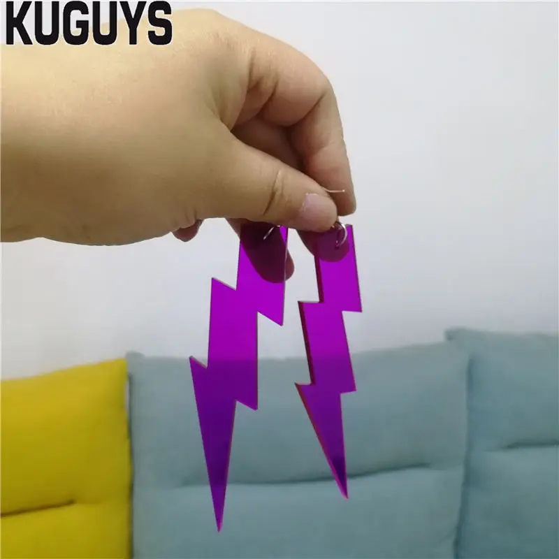 Clear Purple KUGUYS, 15 цветов, 115 мм, сережки-молния для женщин, карамельный цвет, Индивидуальные Акриловые длинные висячие серьги, ювелирное изделие, мода - Окраска металла: Clear Purple