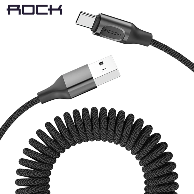ROCK выдвижной пружинный USB C кабель для Samsung Galaxy S9 S8 Plus 1 5 м быстрой зарядки передачи