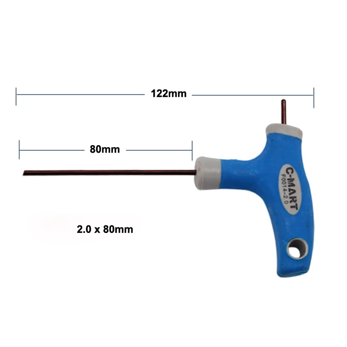 2.0x80mm C-Mart ручной инструмент 2,5/3/4/5/6/8/10 мм хром-ванадиу Сталь внутренний шестигранный ключ, дюймовый стандарт Т-образная ручка, дюймовый стандарт allen шестигранный ключ разводной раздвижной гаечный ключ - Цвет: 2.0x80mm