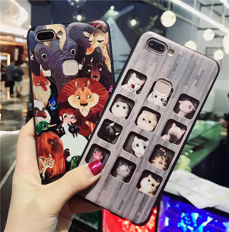 Мягкий чехол из ТПУ с 3D рельефным рисунком кота для vivo Y66 Y67 Y75 Y79 Y83 Y85 Y71 V9 V5 Lite V7 X7 X9