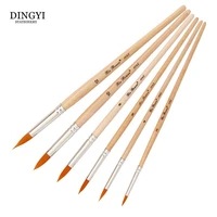 6 pcs fine nylon hair original wooden handle paint brush set for watercolor oil acrylic painting brushes drawing art supplies