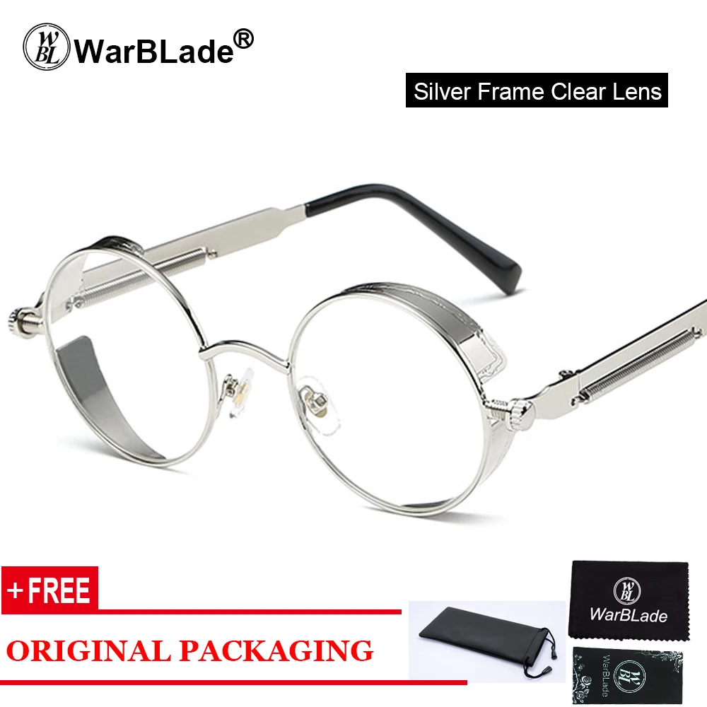 

WarBLade clear fashion gold round frames eyeglasses for women vintage steampunk round glasses frames for men male nerd metal