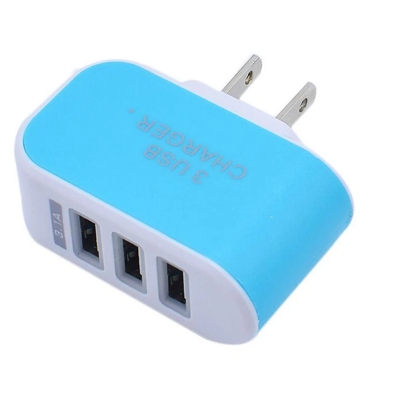 Зарядное устройство для телефона EU Plug 3 порта светодиодный легкое зарядное usb 5 в 2A