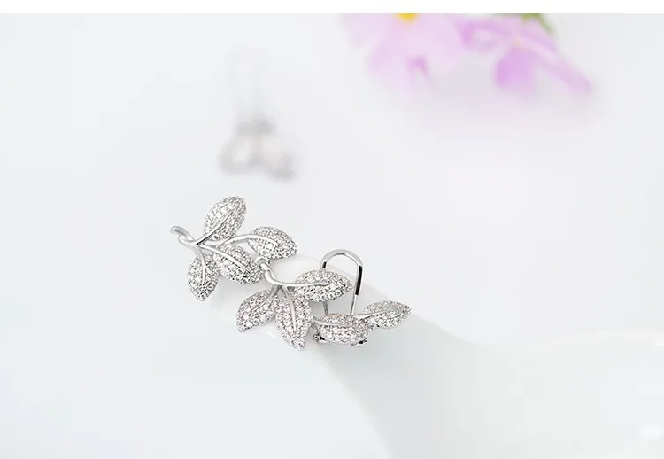 LUOTEEMI New Korean Style Luxury Vintage Bijoux Flower Asymmetry Brincos CZ Crystal Cuff Earrings for Women Girl Party Jewelry