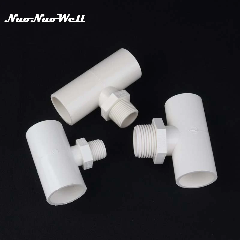 

1pc 32mm to 1/2" 3/4" 1 inch Male Thread Tee Connector Garden Irrigation 3 Way T-type PVC Pipe Fittings 3/4" Adapter
