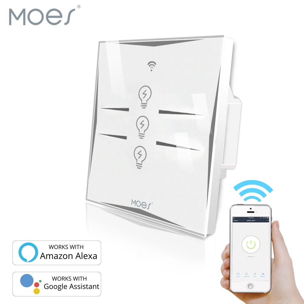 Wifi умный настенный сенсорный выключатель света EU/UK Тип стеклянная панель Smart Life