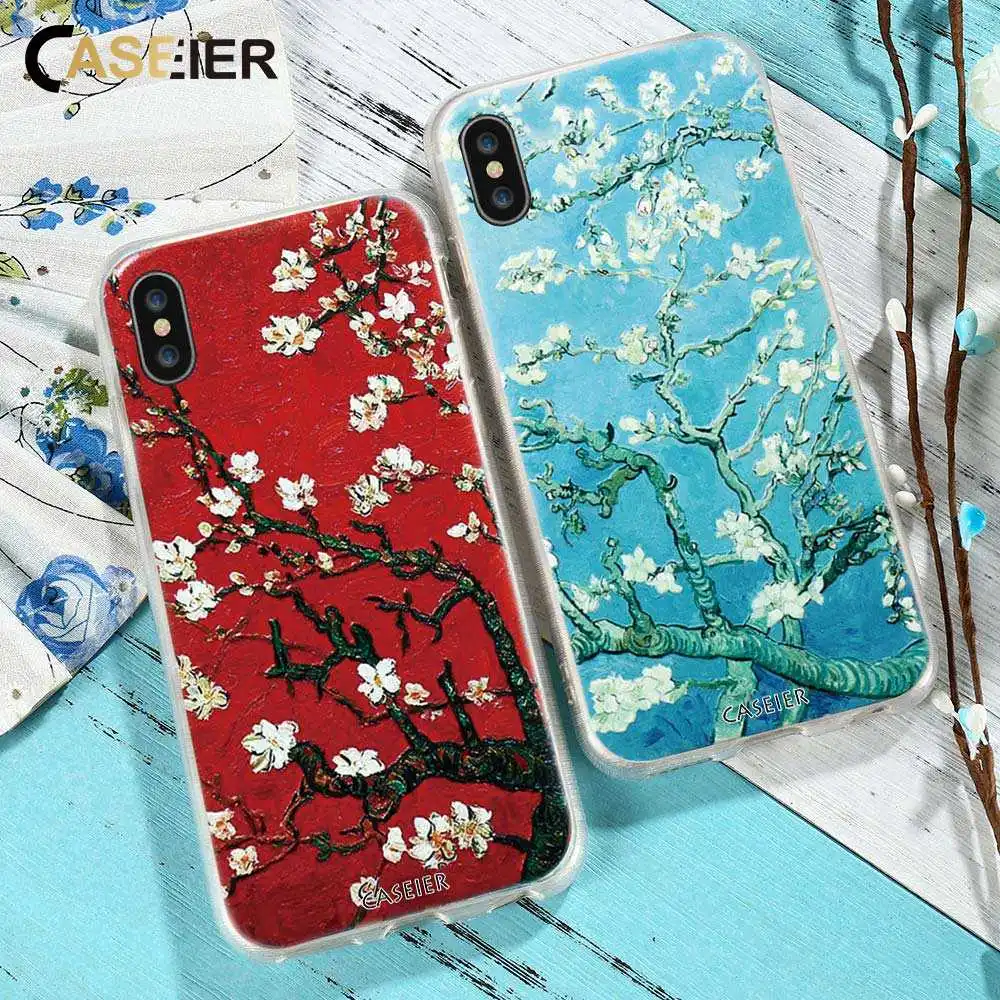 Чехол CASEIER для iPhone 7 8 6 6s Plus Винтажный чехол с цветочным рисунком и масляной