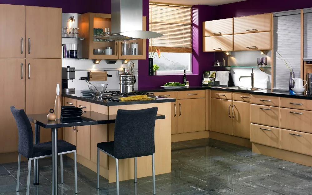 Гуанчжоу на заказ твердой древесины кухонные шкафы с едой бар|wood kitchen cabinets|solid wood