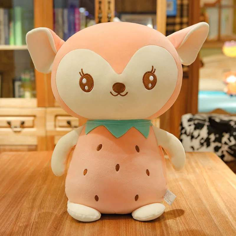 Nooer мягкие Kawaii клубника кошка ананас олень плюшевые игрушки плюшевая кукла животного подарок на день рождения - Цвет: Pink deer