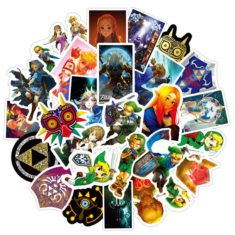 50 шт. Legend of Zelda, аниме, значок, животные, милые надписи, гитара, холодильник, наклейки на велосипед, подарки для детей, для ноутбука, чемодана