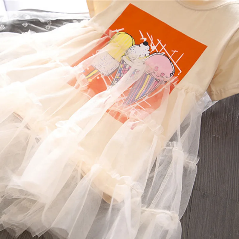 Новое Детское платье детское с коротким рукавом и рисунком мороженого для