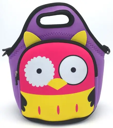 owl-2 JSFINER сумки для обеда с животным рисунком для 2 человек, термоизолированные водонепроницаемые неопреновые столовые приборы для пикника, сумка для обеда - Цвет: owl-2