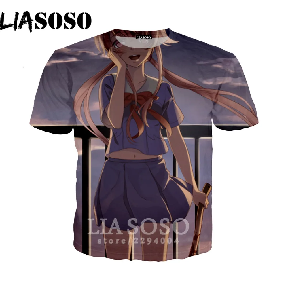 LIASOSO Аниме дневник будущего футболка для мужчин Mirai Nikki короткий рукав мультфильм