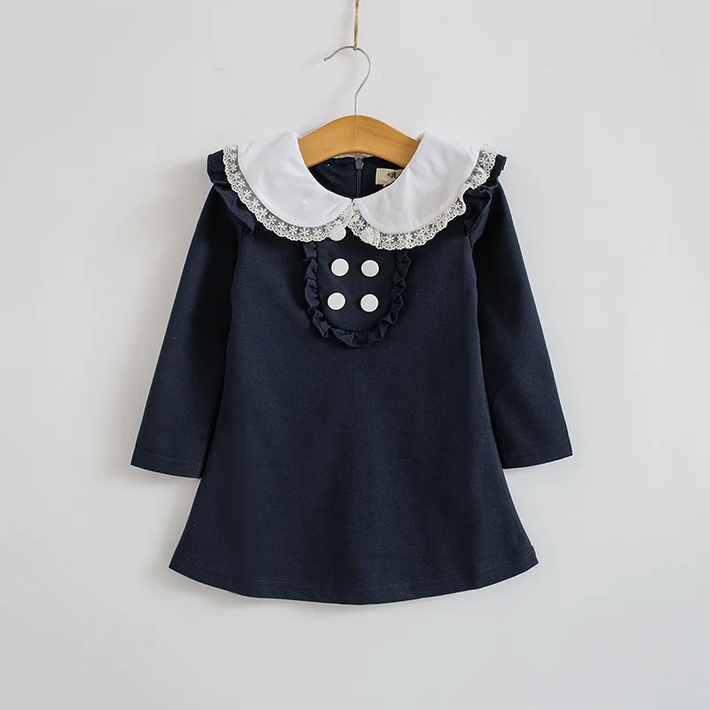 Платье-мини для девочек зимнее вечернее ТРАПЕЦИЕВИДНОЕ с кукольным воротником