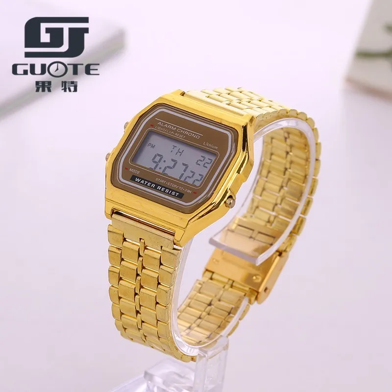 

New Design LED Fashion Watches Coperation Vintage Womens Men dress watch Stainless Steel Digital Alarm Stopwatch Wrist Watch