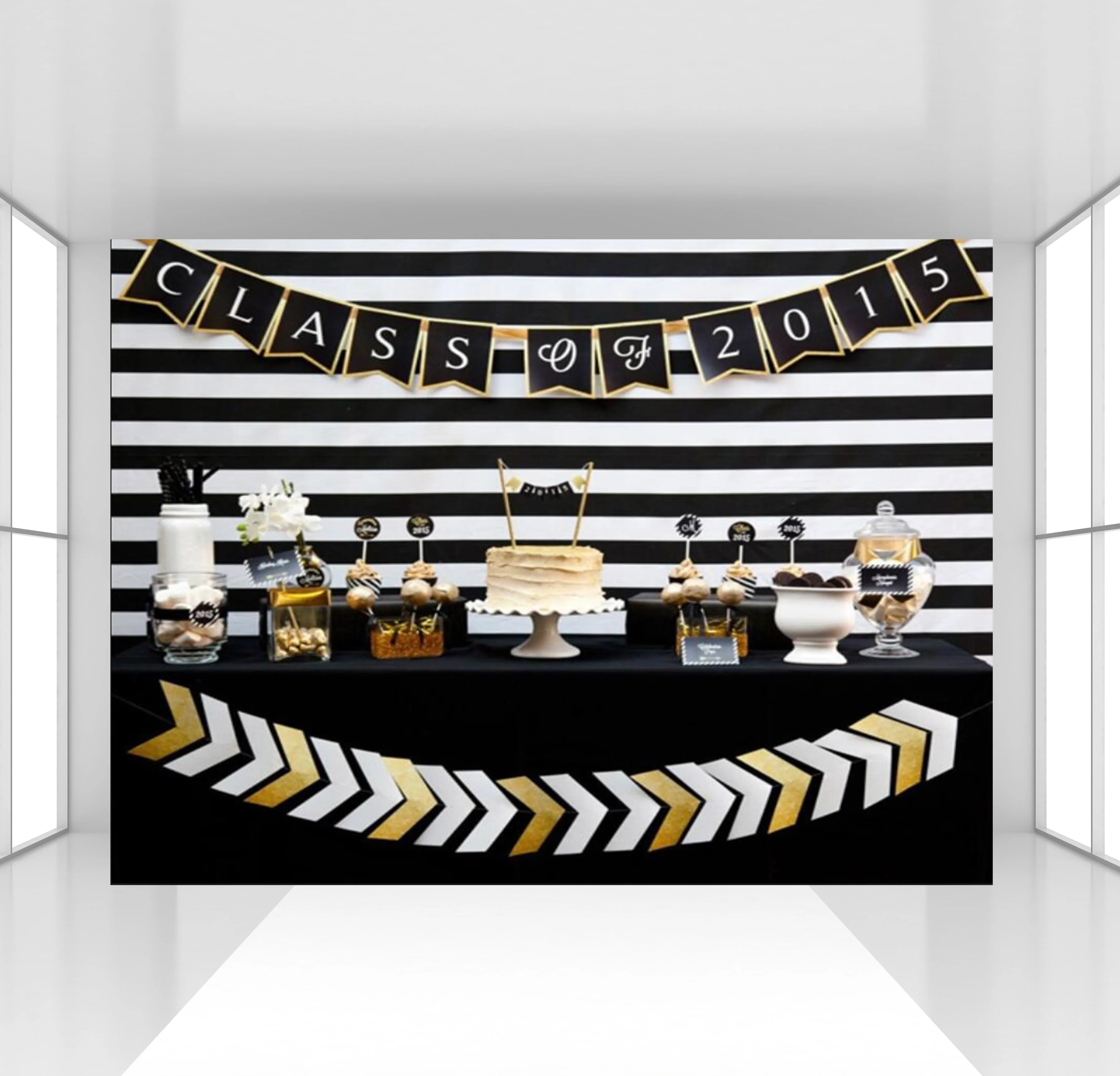 

Black Striped Backdrops Custom Newborn Birthday Graduation Party Photography Backdrops Dessert Table Background Photocall Decors