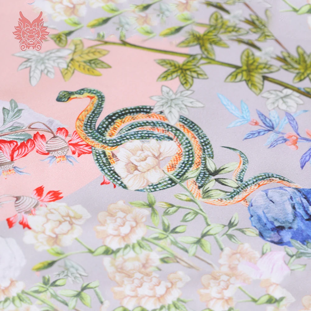 Пасторальный цветочный позиционирование печати спандекс шелковая ткань для